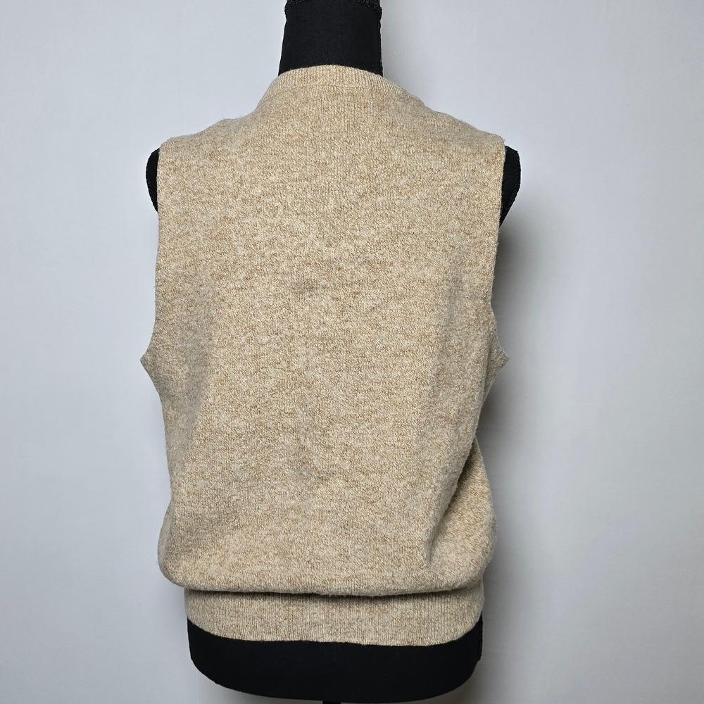 Puritan Women's Sweater Vest XL Oatmeal Lambswool Classic Preppy old money - Picture 2 of 8